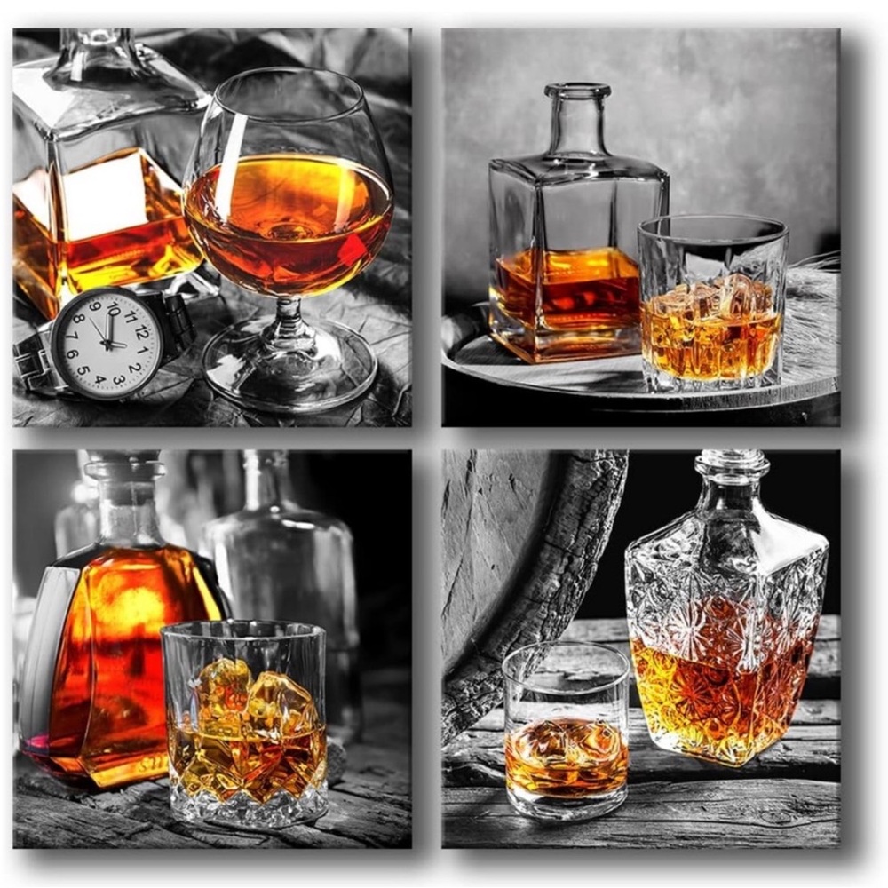4 Canvases - Whiskey Decanter Set with Glasses